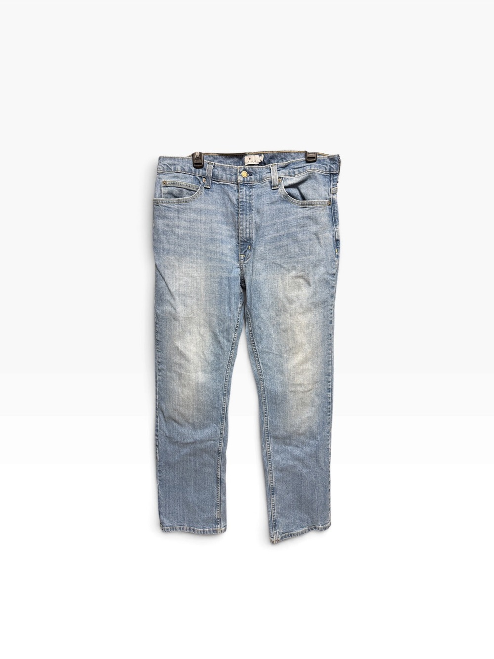 True Craft Men’s Straight Leg Jeans 36x32 Light Wash Stretch Denim